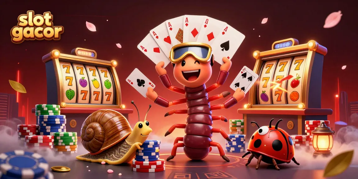 Experience slot gacor thrills with cartoon millipede dealer and high-stakes action in vibrant casino setting.