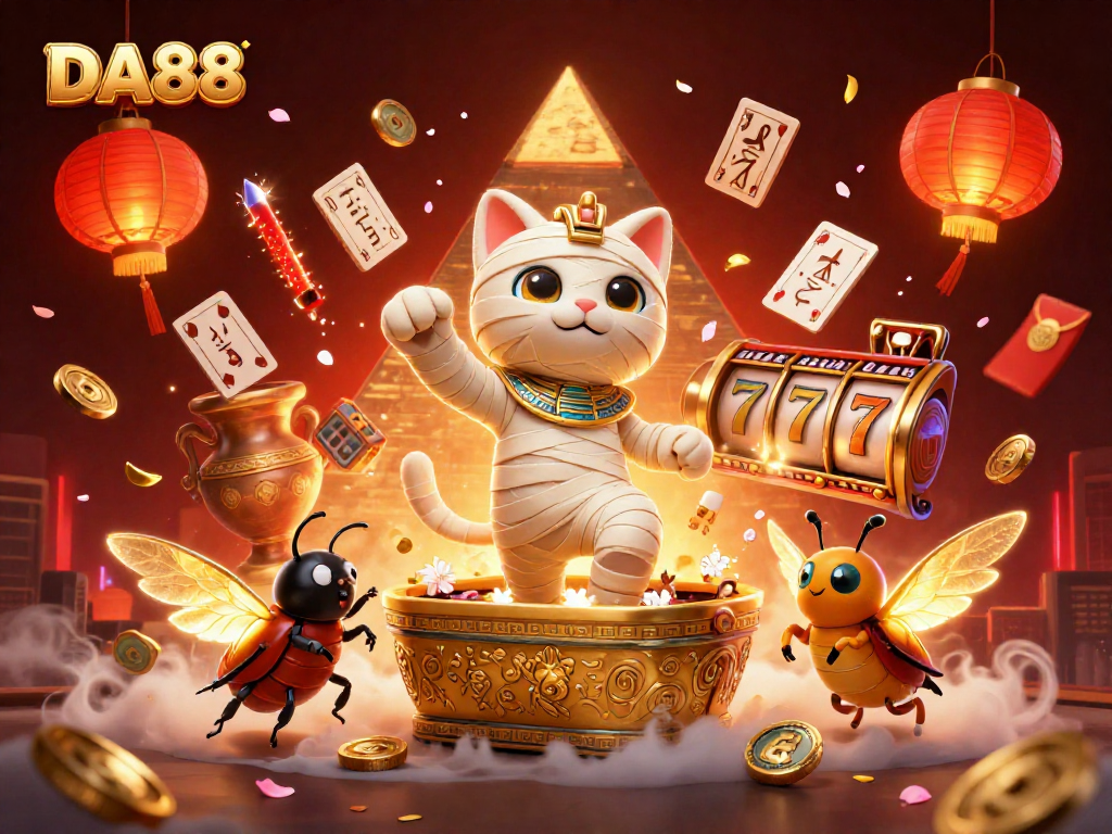 Play thrilling jackpot slots at DA88 in an exciting 3D casino scene.
