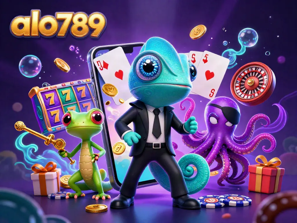 Play exciting slot games at alo789 with colorful jackpots and chameleon-style characters.