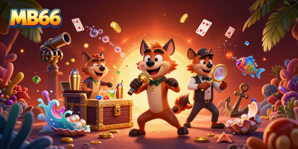 Experience the thrilling entertainment at MB66 with hyena characters in a vibrant casino setting.
