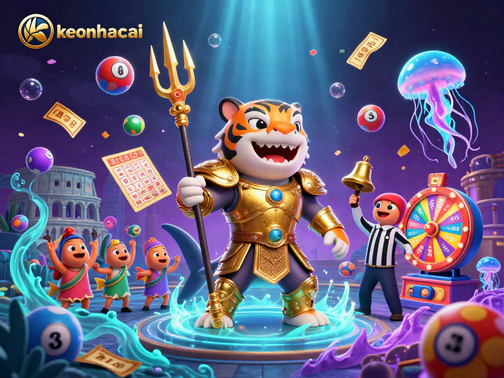 Experience keonhacai with a thrilling underwater lottery scene featuring vibrant gameplay elements and 3D characters.