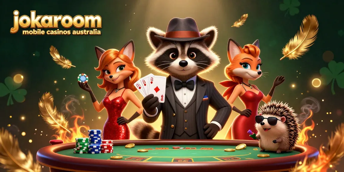 Experience thrill and excitement at jokaroom mobile casinos Australia with this vibrant poker scene illustration
