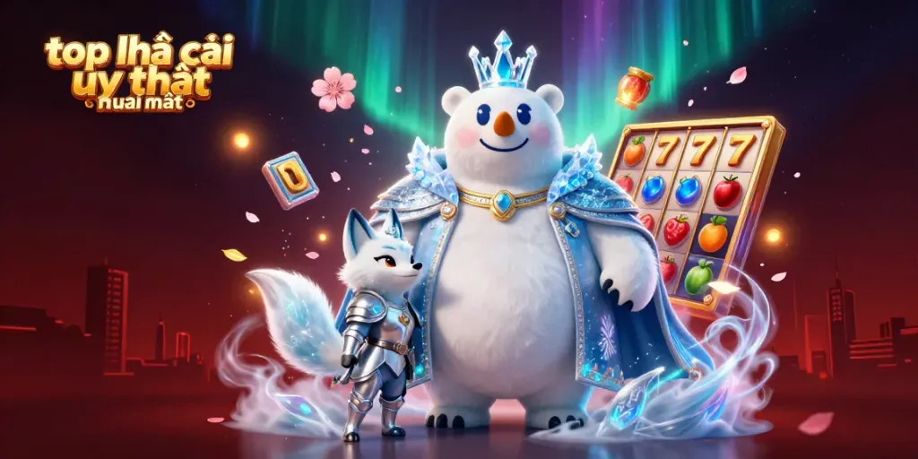 Engaging scene showcasing top nhà cái uy tín mới nhất with vibrant slot game elements and mystical characters.