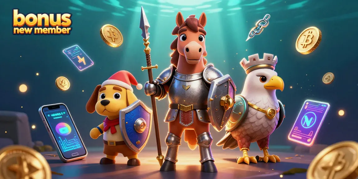Join the excitement with a bonus new member offer in this vibrant casino 3D illustration featuring unique characters.